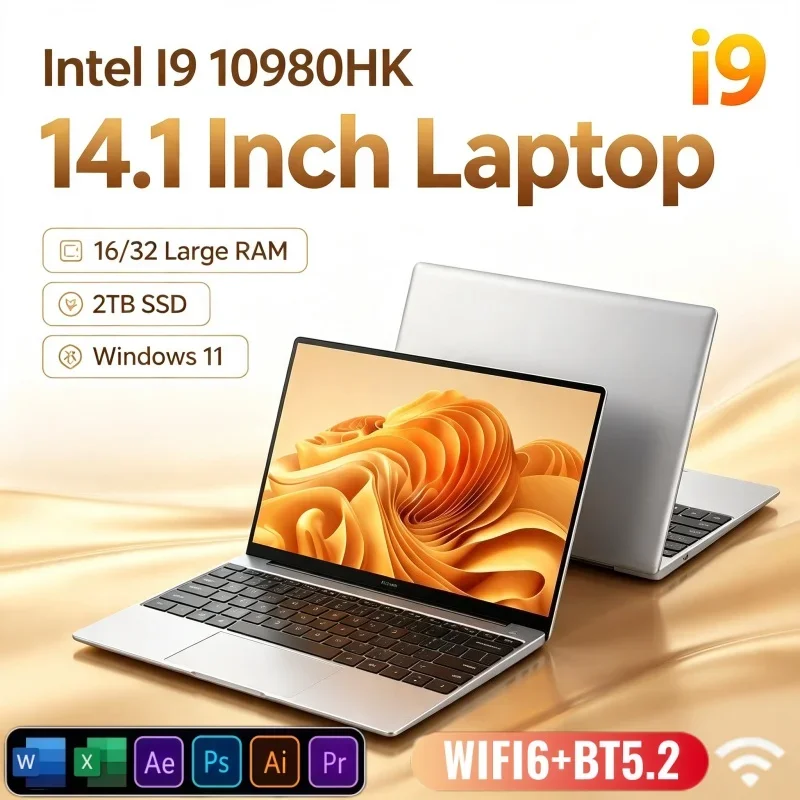 High Performance 14.1 Inch Portable Laptop Intel I9‑10980HK Windows11 32GB RAM 2TB SSD Multifunctional Business Gaming Laptop