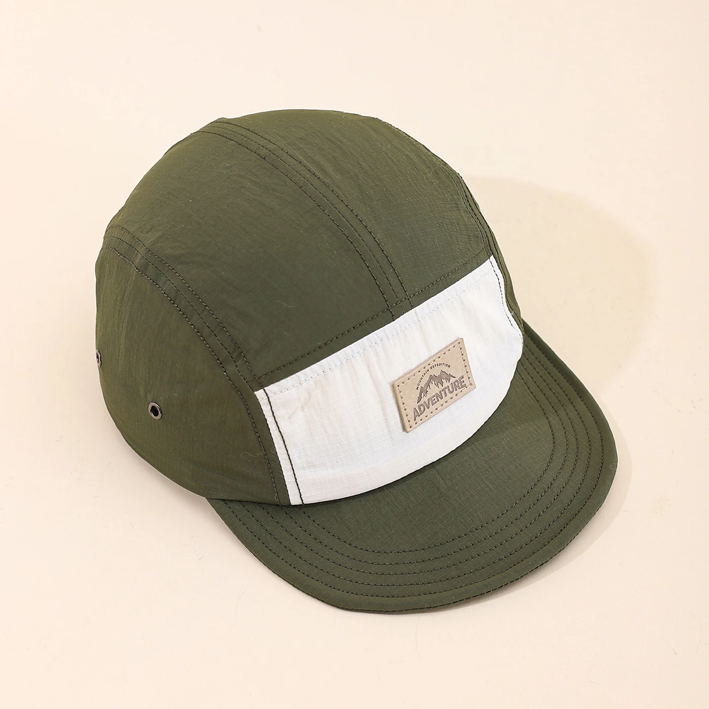 Patch-Stitched Mountain Peak Letter Quick-Drying Hat - Color-Matched Patchwork - Five-Piece Hat Design - Outdoor Casual Hat