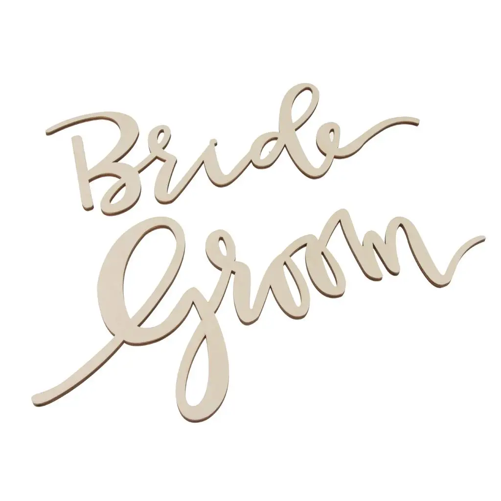 Rustic Bride Groom Wooden Sign Chair Back Banner Wedding Table Decorations Ornament for Ceremony Reception Photo Booth