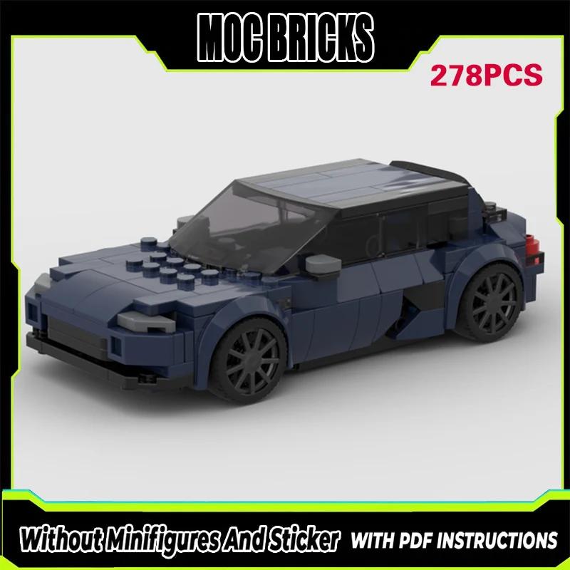 

Speed Racing Car Model MOC Building Bricks Dark Blue Compact Sedan Modular Technology Gifts Holiday Assemble Children Toys Suit