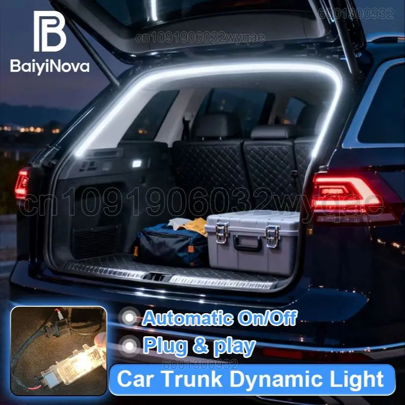400cm/200cm Car Trunk Dynamic Flowing Light Strip Automatic On/Off Scanning Lamp Flexible Waterproof  LED Hidden Installation