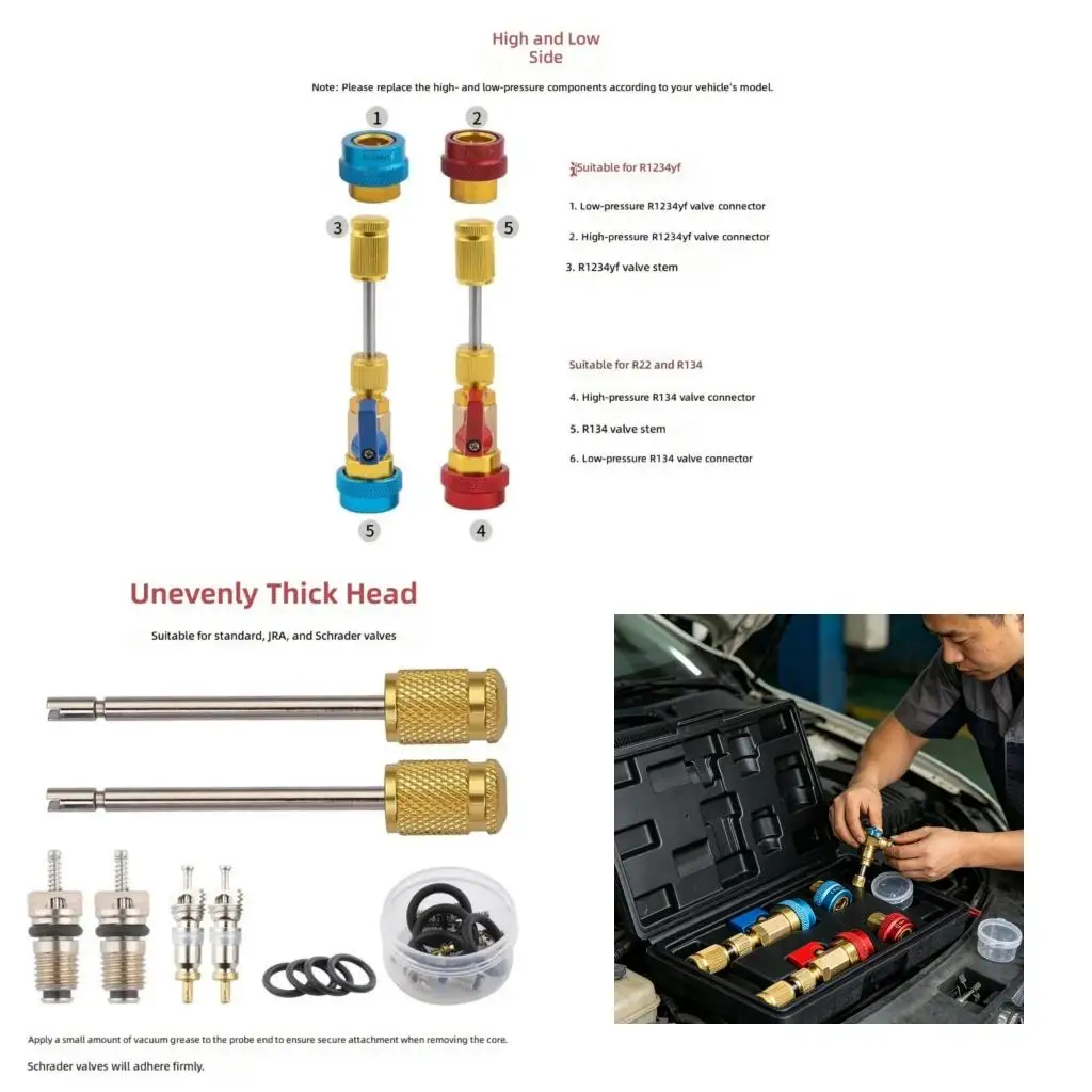 Air-Conditioning Remover Installer for Vehicle Service, Manual Metal Tool Set with Small-Footprint 24 x 12 Storage Case