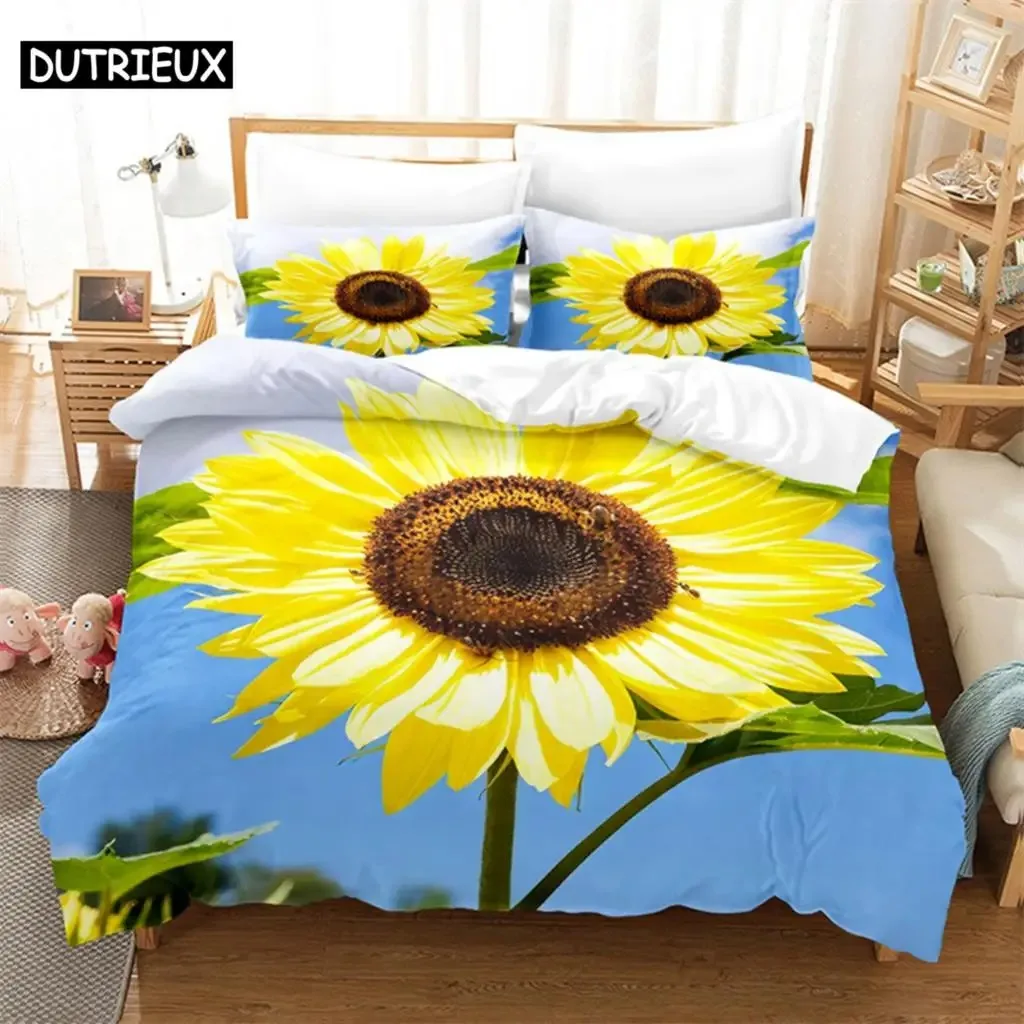 Sunflower Queen Bedding Set Maple Leaf Duvet Cover Set Bedding Digital Printing Bed Linen King Size Duvet Cover Set Bedding