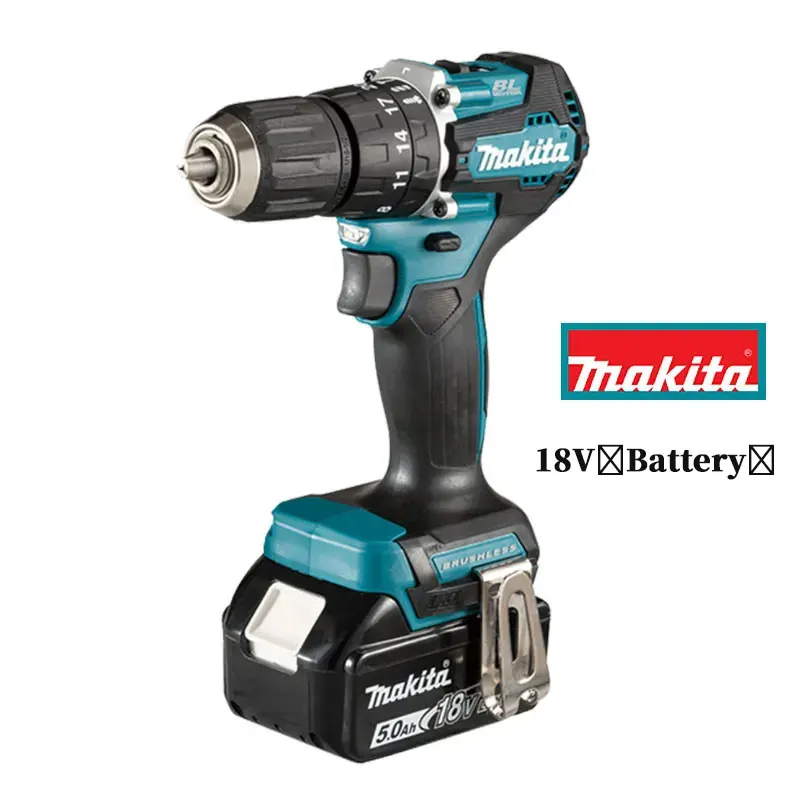 🔦6.0Ah Makita 18V battery DHP487 13mm brushless rechargeable impact drill, high torque electric screwdriver tool 18V battery