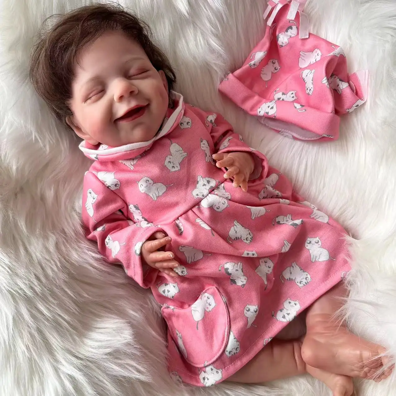 45Cm/17.72Inch Reborn Babypop Pasgeboren Meisje Baby Levensechte Echt Zacht Vinyl Body Met Hand Geworteld Haar Hoge Kwaliteit Pop