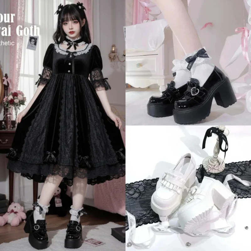 

Landmine LOVE Sponge Cake Shoes Y2K Japan Kawaii JK StoryTransfer Series Thick Soled Girl Shoes Subculture Sponge Cake Shoes New