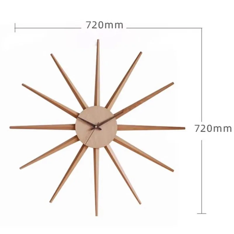 Sun Wall Clock Modern Wood Wall Watch Interior Silent Elegant Decorative Clocks Minimalist Luxury Aesthetic Living Room Watches