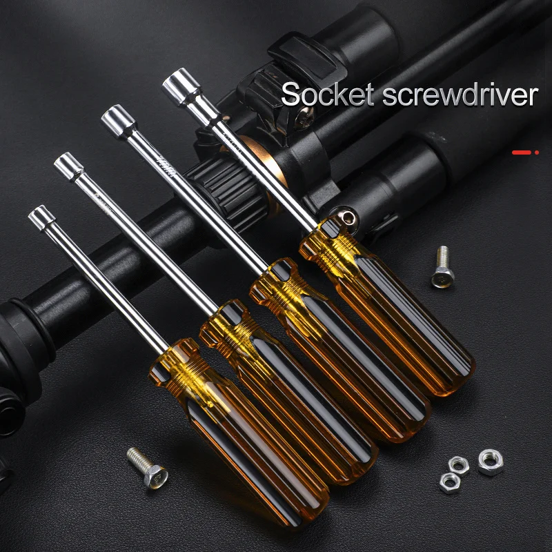 Socket Wrench, Hex Wrench, High Carbon Steel Hex Nut Screwdriver, Non-magnetic Manual Repair Tool (plastic handle) 5-10mm