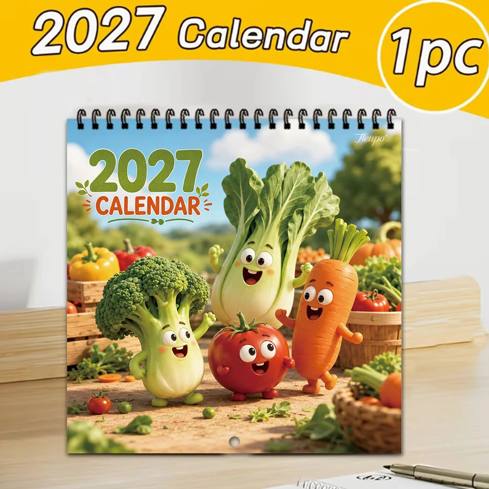 1pc 2027 Wall Calendar, Vegetable Theme, 12-month Monthly Planner, Perfect Gift For Back-to-school Season, Christmas, New Year