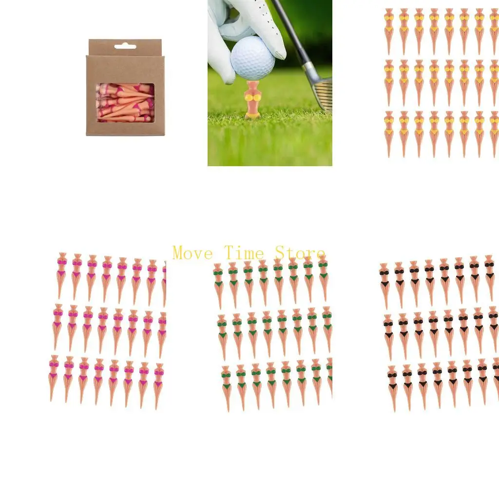 92ME Driving Tees Pack 30 Count, Figure-Shaped Plastic Golf Set with Ball Rest Top and Pointed Tip Design Daily