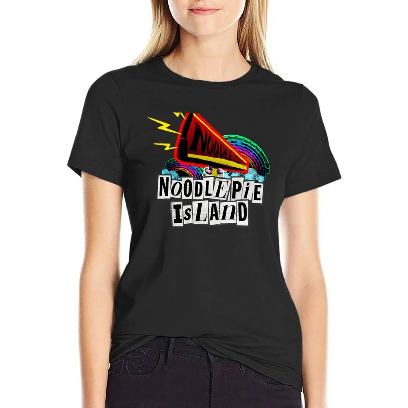 Noodle Pie Island | Punky Megaphone T-Shirt funny kawaii clothes Short sleeve tee hippie clothes luxury designer clothing Women