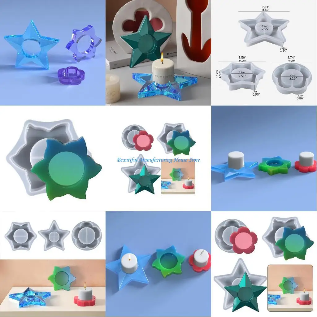 E56A Flower Candlestick Epoxy Casting Silicone Mold Jewellery Storage Making Mould