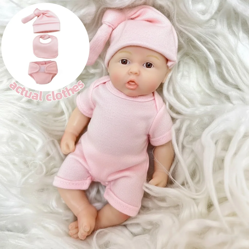 6 cali/15CM Mini urocza cała solidna silikonowa lalka Reborn malowane realistyczne ręcznie robione lalki Reborn na prezent dla dzieci Bebê Reborn — zdjęcie 6
