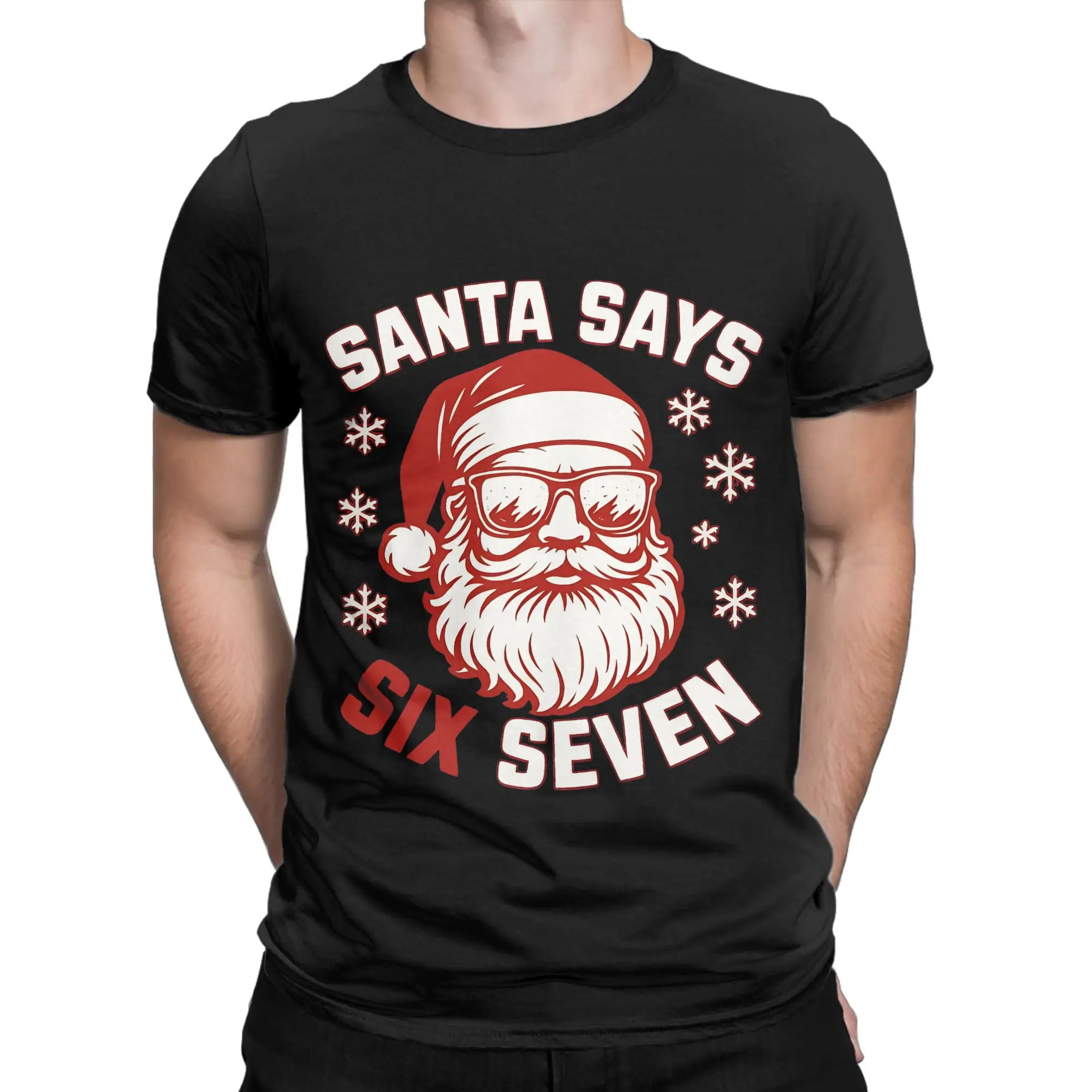 

funny Six Seven 67 Meme 6 7 Elf Santa Christmas Pajamas Tee Shirt for Men Women Graphic Printing T Shirts 100% Cotton Clothing