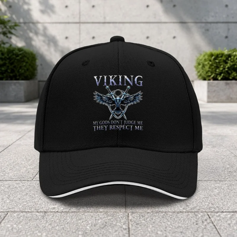 1pc Viking Raven Crossed Swords Baseball Cap - Adjustable Viking Viking with Raven & Swords Print, Lightweight Suitable for Outd