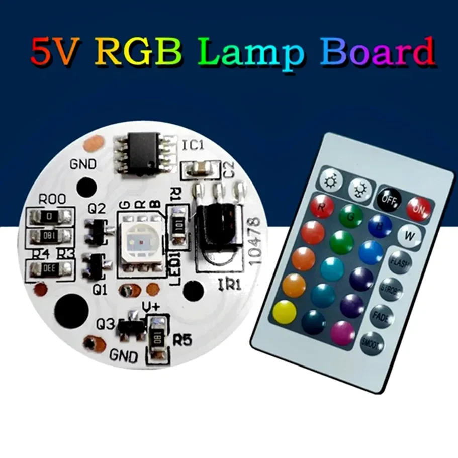 5V RGB LED Lights Plate 4 Modes 2W Colorful Gradient Sourc IR 24-Key Wireless Remote Switch Control 10-1PCS Linkage Control