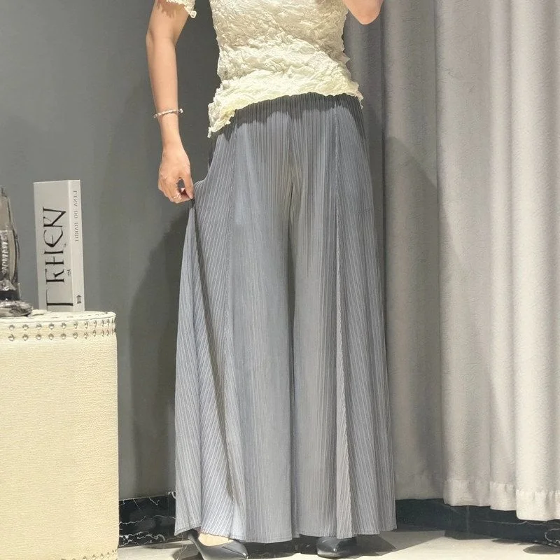 High Waist Wide Leg Pants Women's Commute Trousers Pleated 3D Draping Slimming Drifting San Aza Pleat Large Swing