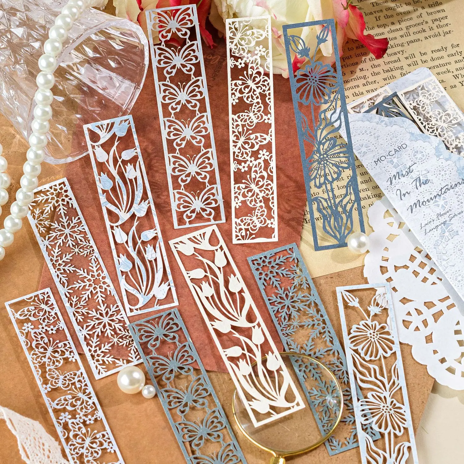 Miłośnik kart 10 szt. [seria koronkowych kwiatów] specjalny zestaw do wycinków naklejki Scrapbooking w stylu Vintage papierowy materiał dziennika