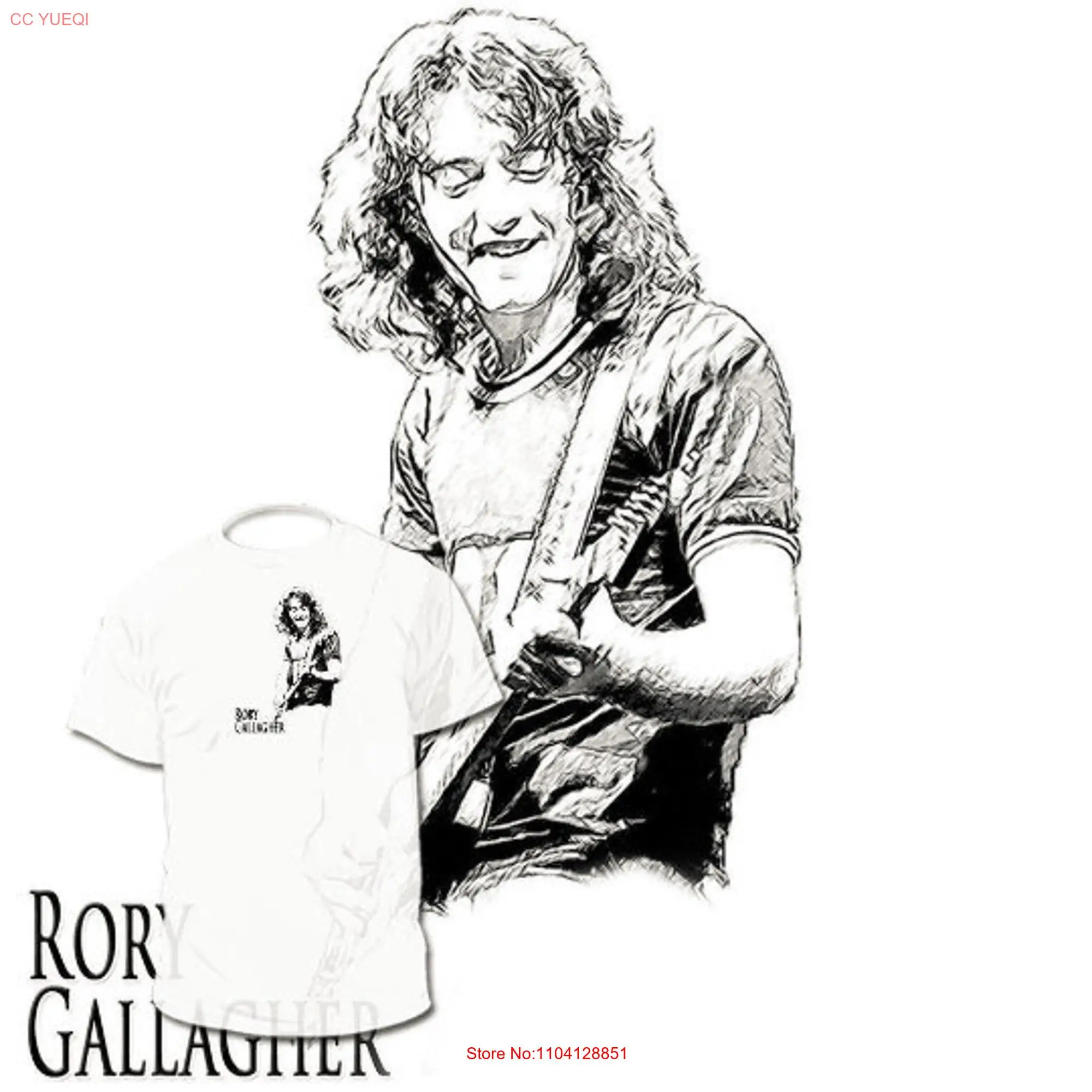 Rory Gallagher Drawing T shirt Irish Blues Rock Gary Moore drawings are available long or short sleeves