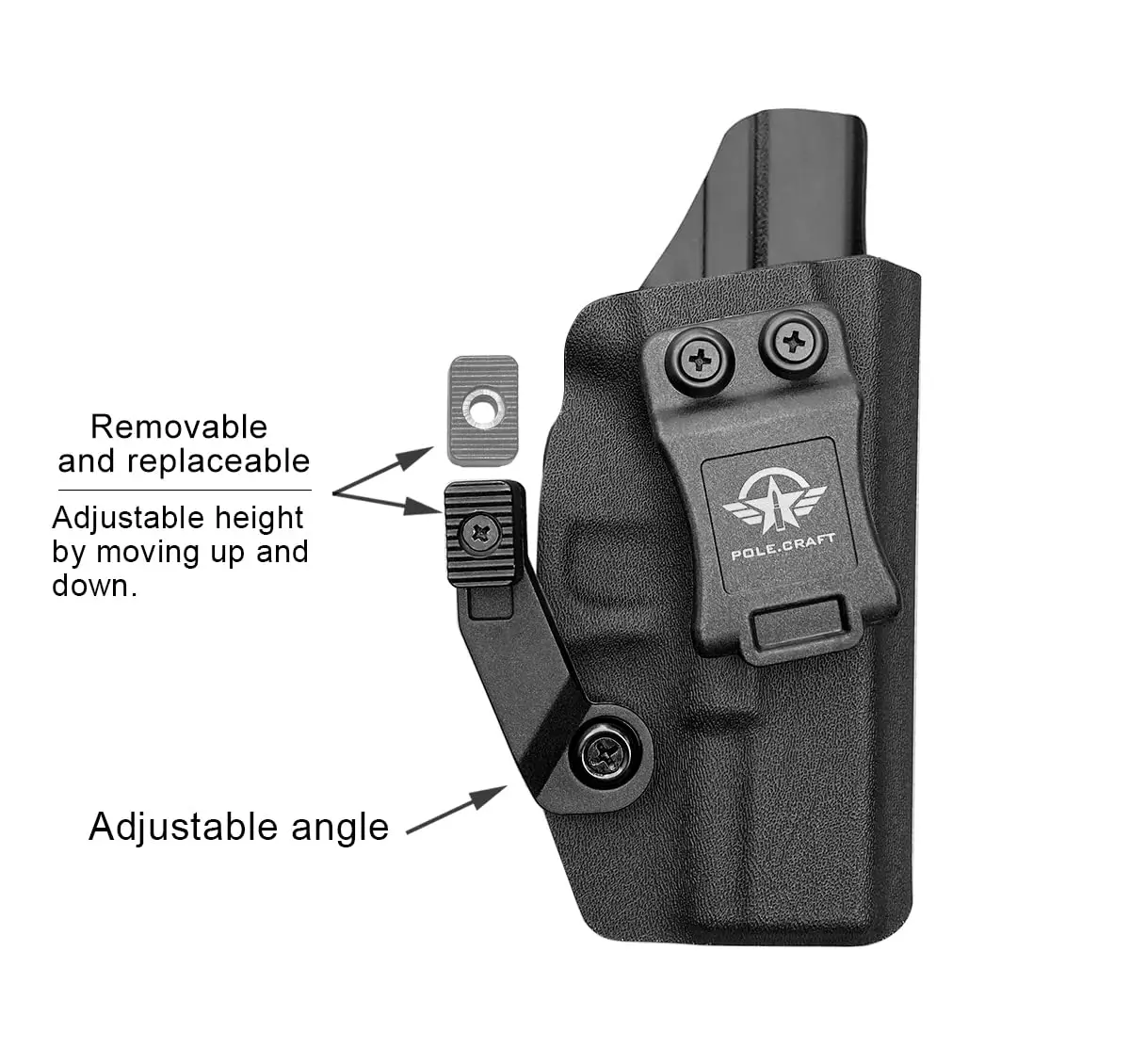 POLE.CRAFT Glock 19 fondina IWB Kydex fondina artiglio misura: Glock 19 19x25 44 45 (Gen 1 2 3 4 5) Glock 23 32 (Gen 3 4)