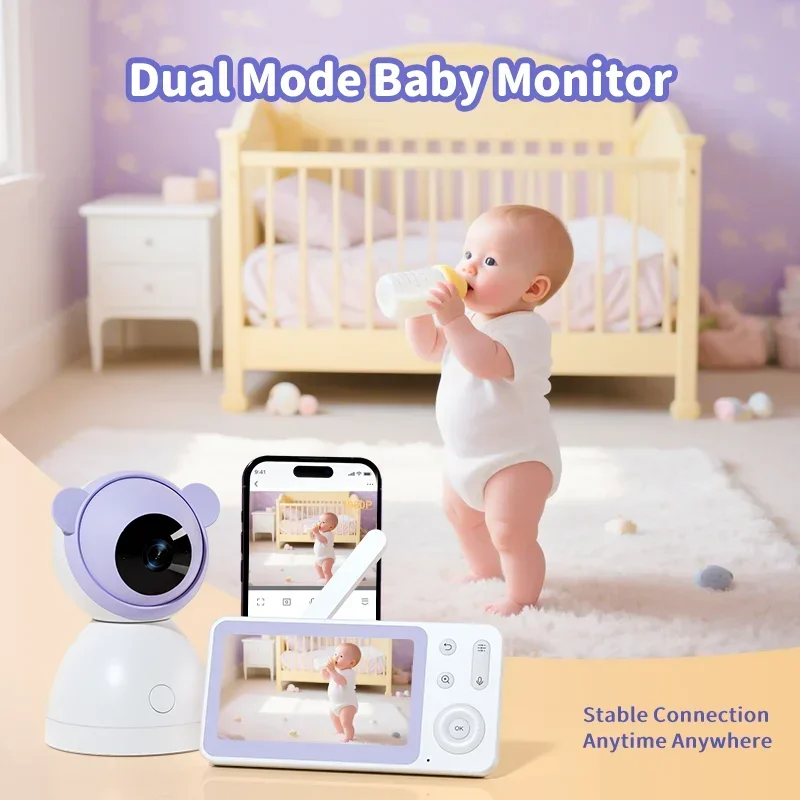 New 5-inch 3-megapixel Baby Monitor Camera Wifi with Sound Detection, Temperature and Humidity Monitoring, RGB Sleep-aiding Ligh