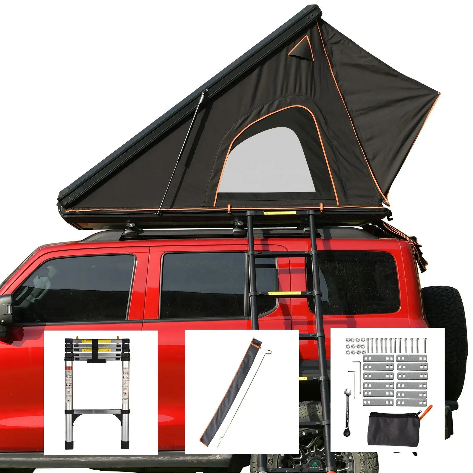 Aluminum Hard Shell Triangle Roof Top Tent Various Cars Single Layer Oxford Fabric Fiberglass Pole Outdoor Use 2 Persons