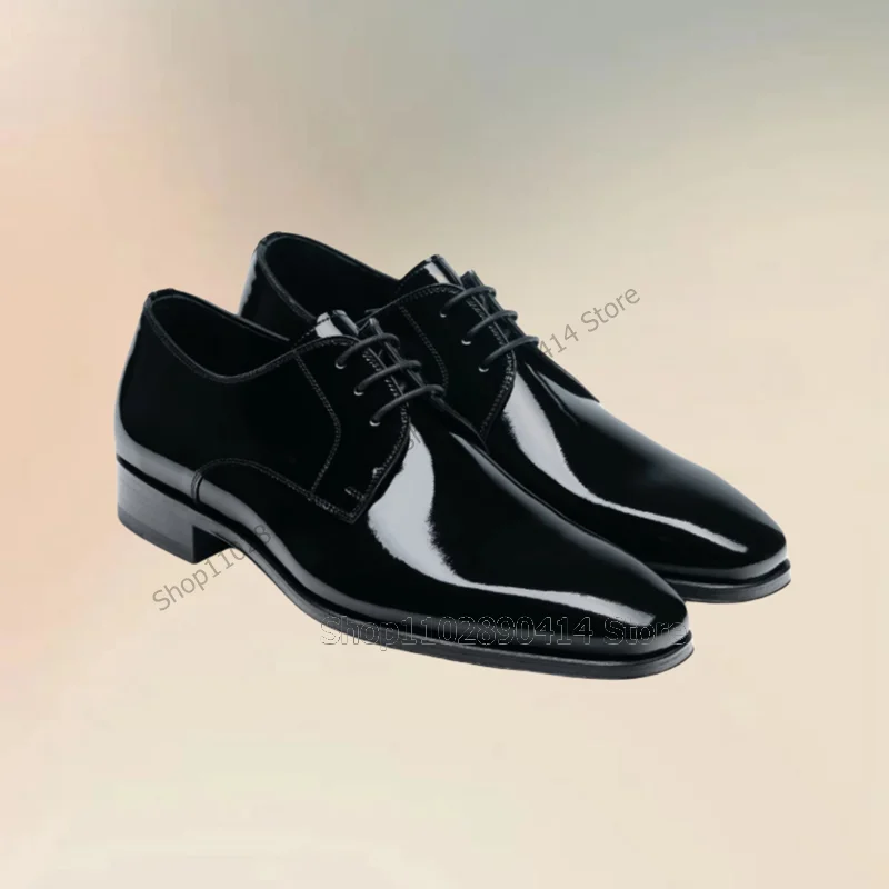 

Black Suede Splicing Patent Leather Men Oxford Shoes Fashion Lace Up Men Shoes Luxurious Handmade Party Office Men Dress Shoes