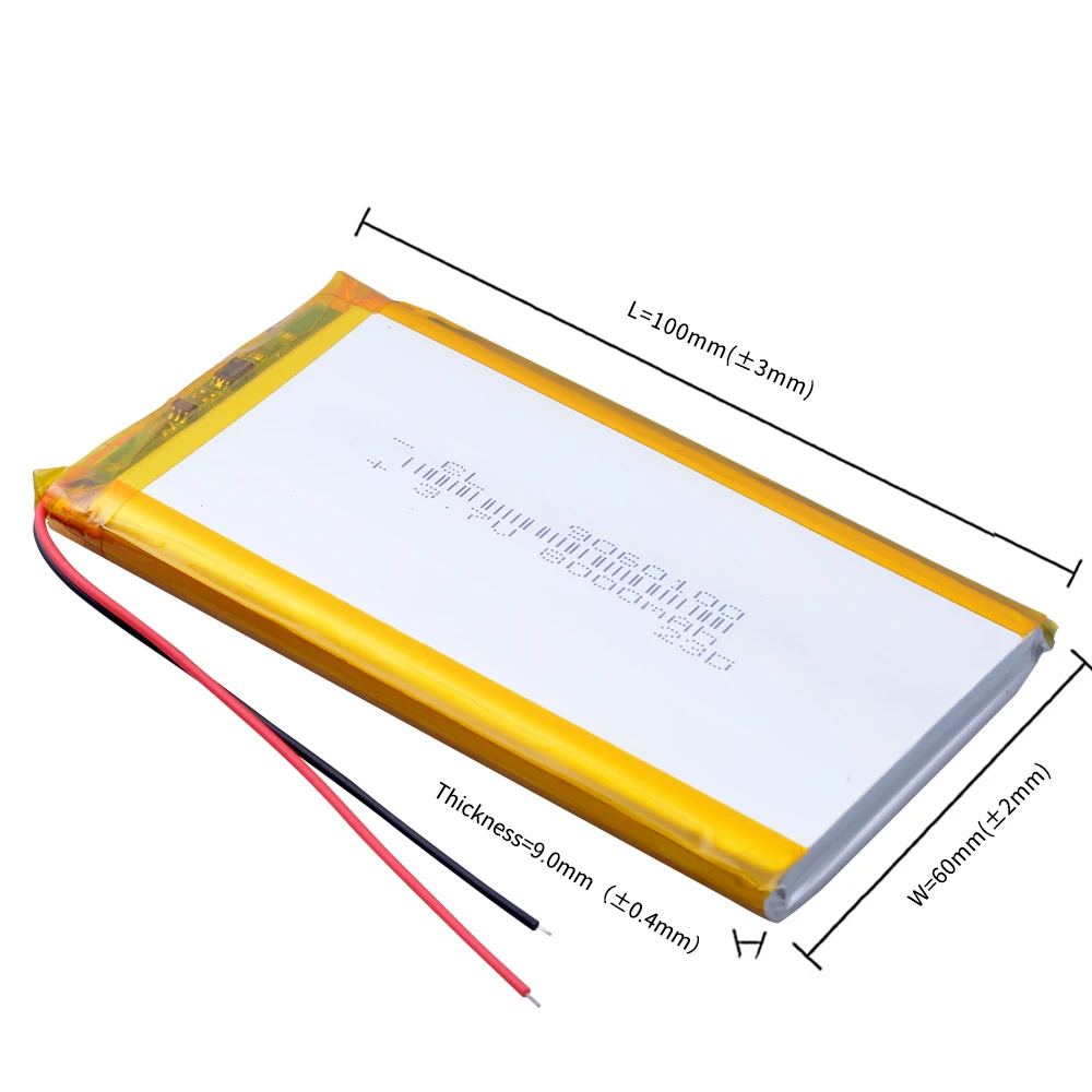 JST 2.0 2os 3.7V 8000mah 9060100 polymerní as i lay dying iontový / li-ion baterie pro přenosné energie zdroj  DVD GPS energie banka