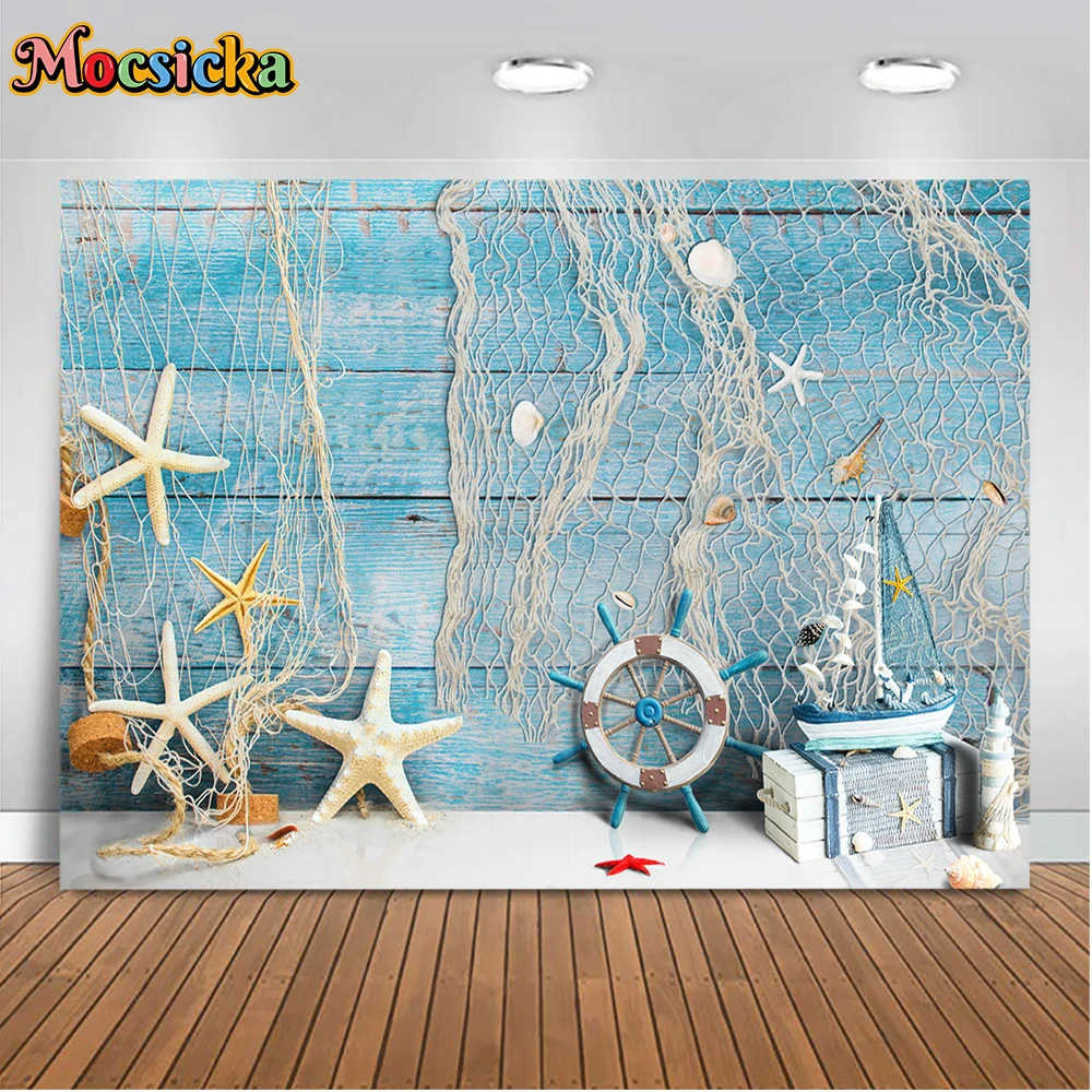 Mocsicka летний пляжный фон для фотосъемки, тропический океан, пальма, дизайн для вечеринки, декор для фотобудки, реквизит нестандартного размера