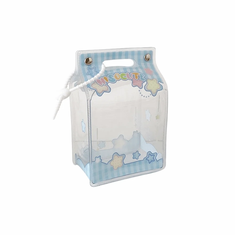 Transparent Milk Box Storage Bag with Clear Window Milk Carton Shape Display Bag PVC Material Kaychain Protector Case