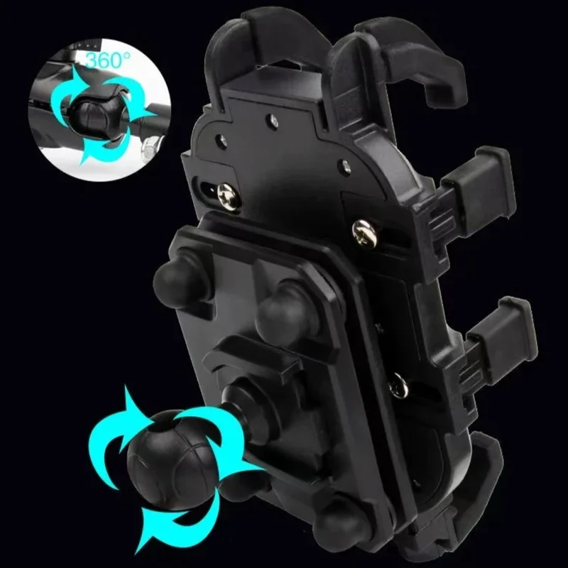 Adjustable Mobile Phone Holder for Motorcycle Scooter ATV - Shock Absorber Module Bike Cell Phone Bracket at Any Angle