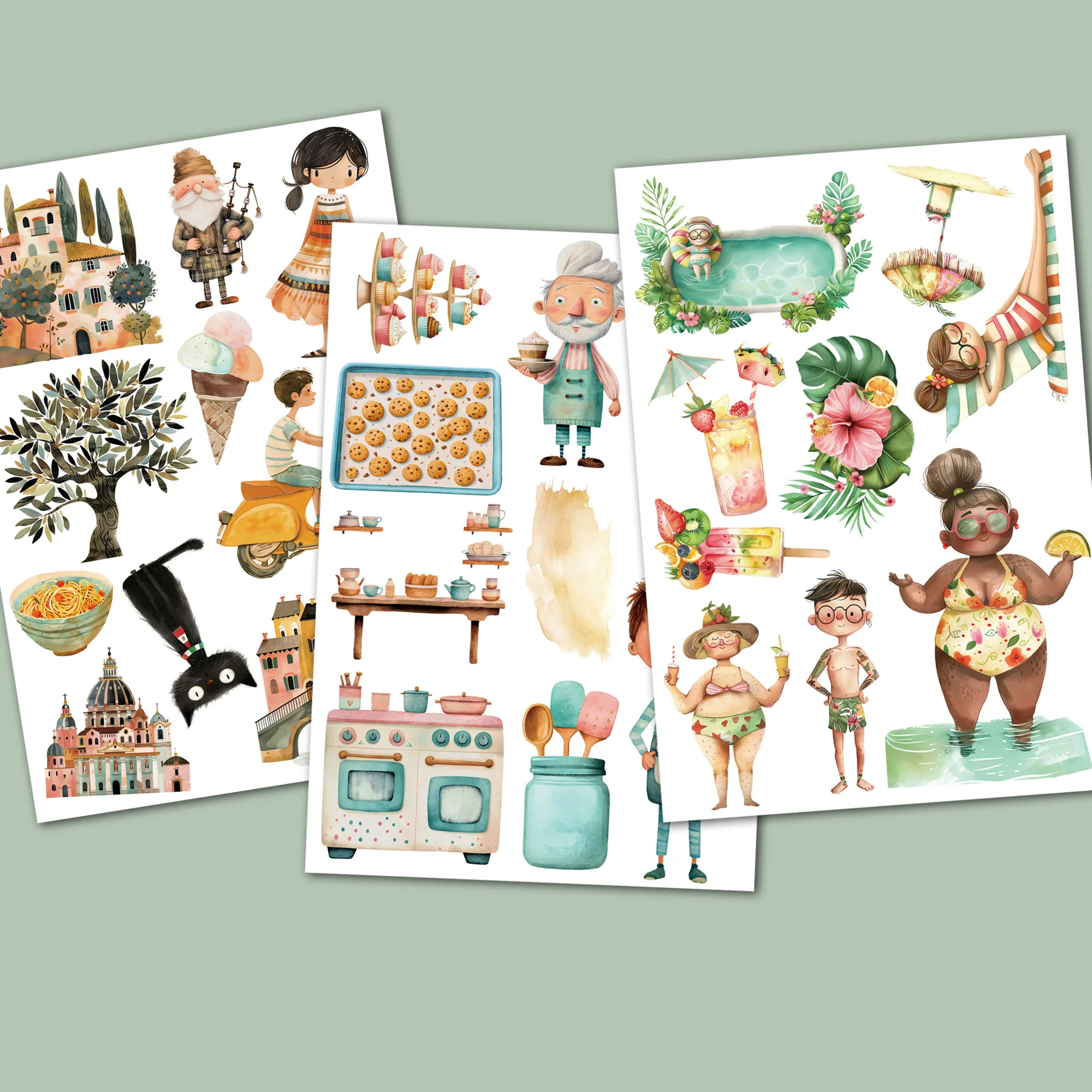 JAIIMAN 81-90 Stück (1,18–3,93 Zoll), große dekorative selbstklebende DIY-Aufkleber, für Scrapbooking-Zubehör, Junk-Tagebuch-Sets – Detail 5