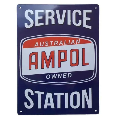 Ampol Service Station Tin Sign Australian Petrol Oil Man Cave 35cmx26cm - New --Tin Sign