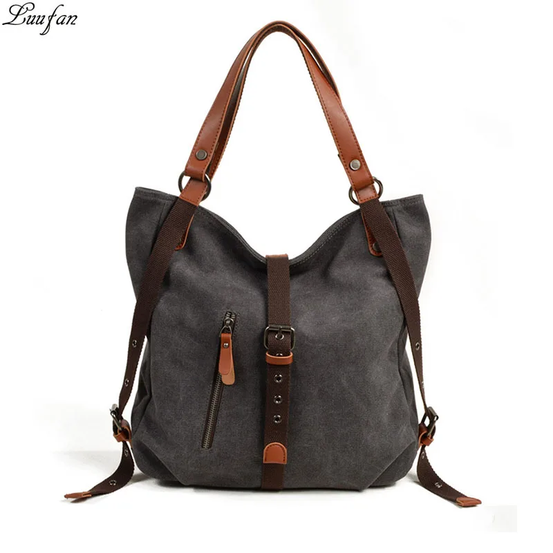 

Two Use Women's Canvas Shoulder Bag Big Capacity Handbags Female Rucksack Shopping Bag Totes Outdoor Ladies Canvas Bag