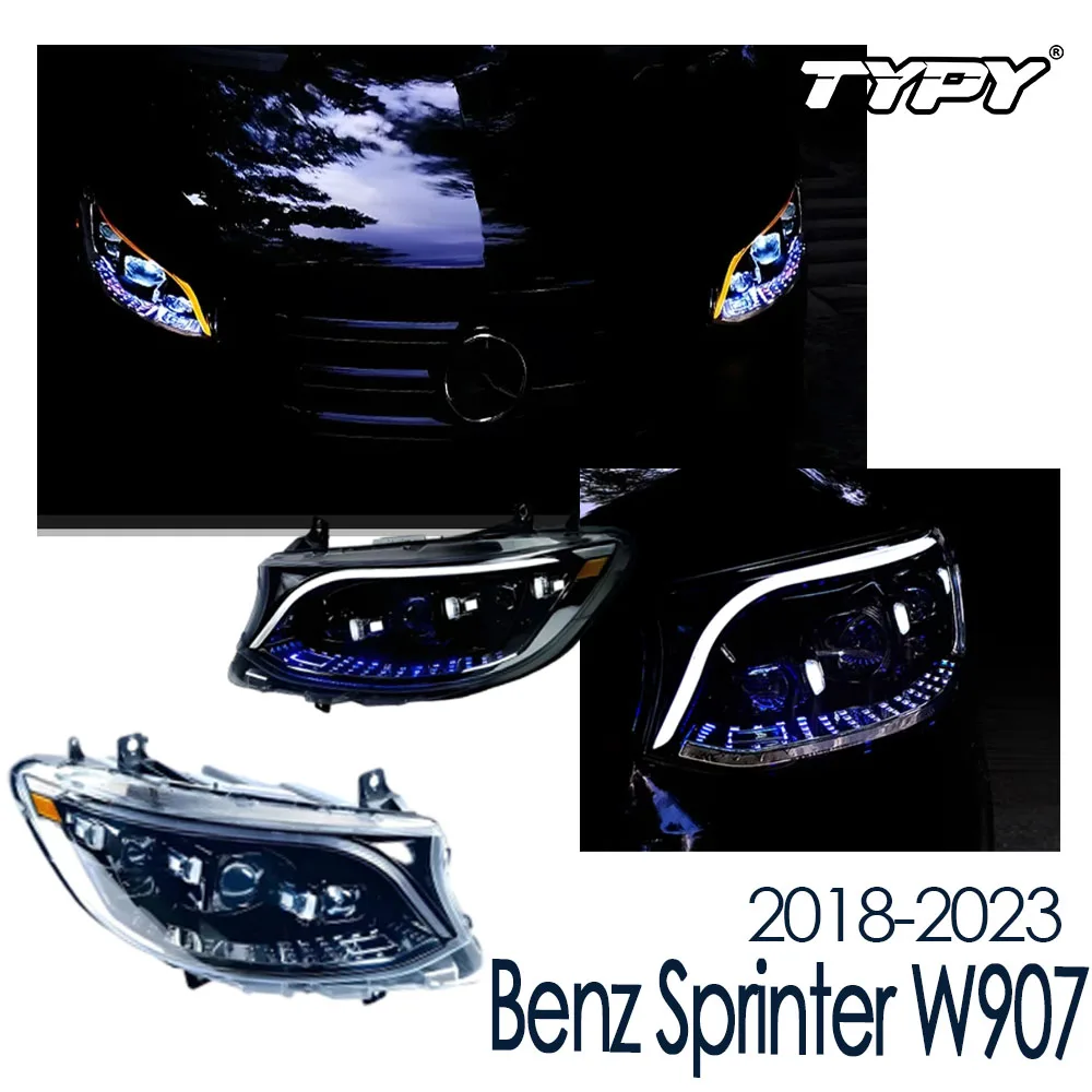 TYPY New LED Head Lamp Upgrade Modified For Benz Sprinter W907 2018-2023 Headlight Dynamic Signal Head Lamp Auto Accessories