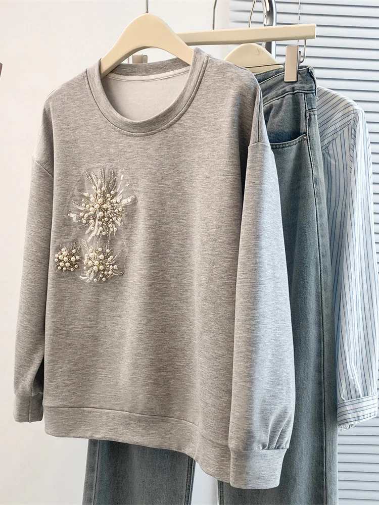 Suéter Feminino Plus Size com Glitter e Design Sensacional, Estilo Coreano, Solto e Artístico para o Dia a Dia