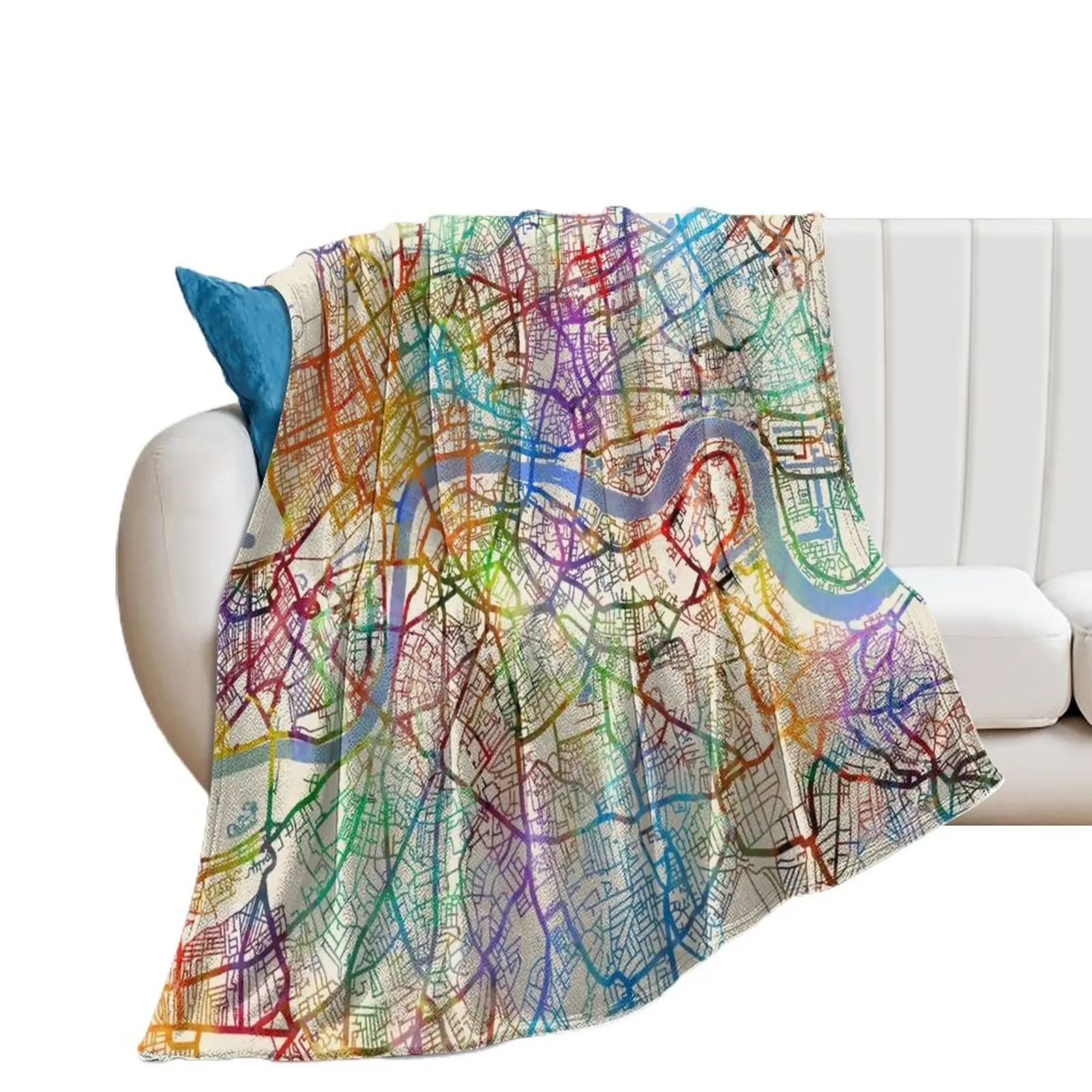 

London England Street Map Throw Blanket For Decorative Sofa Polar For Sofa Thin Blankets