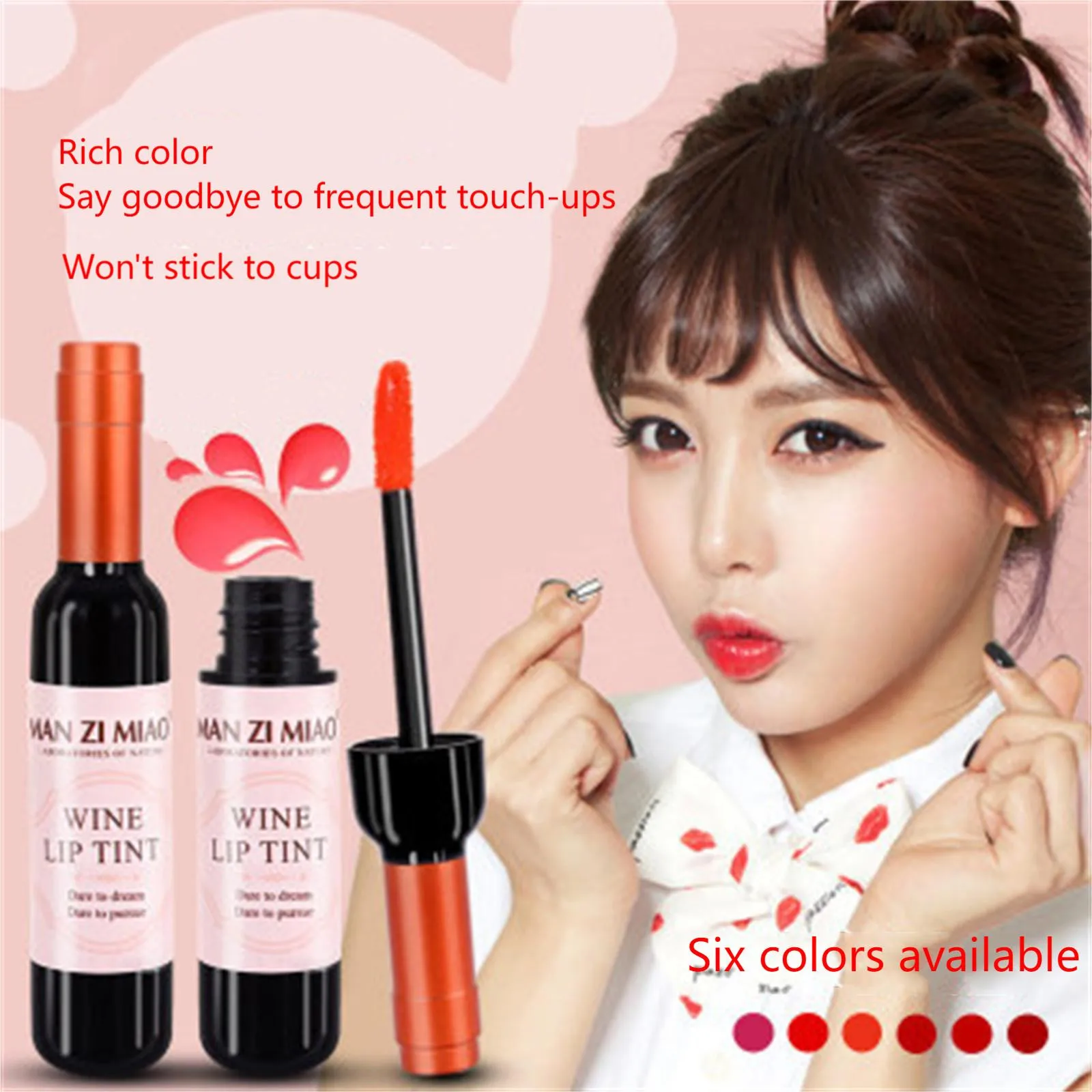 6PC Red Wine Bottle Lip Glaze Liquid Lipstick Long Lasting Non-stick Cup Lip Gloss Sexy Red Lip Tint Lip Gloss Women Makeup Gift