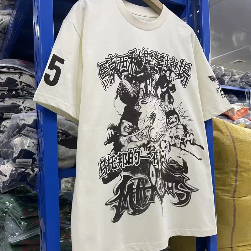 

Cactus Jack Tshirts High Quality Graffiti Pattern Versatile Round-neck Short-sleeved T-shirt for Men Women