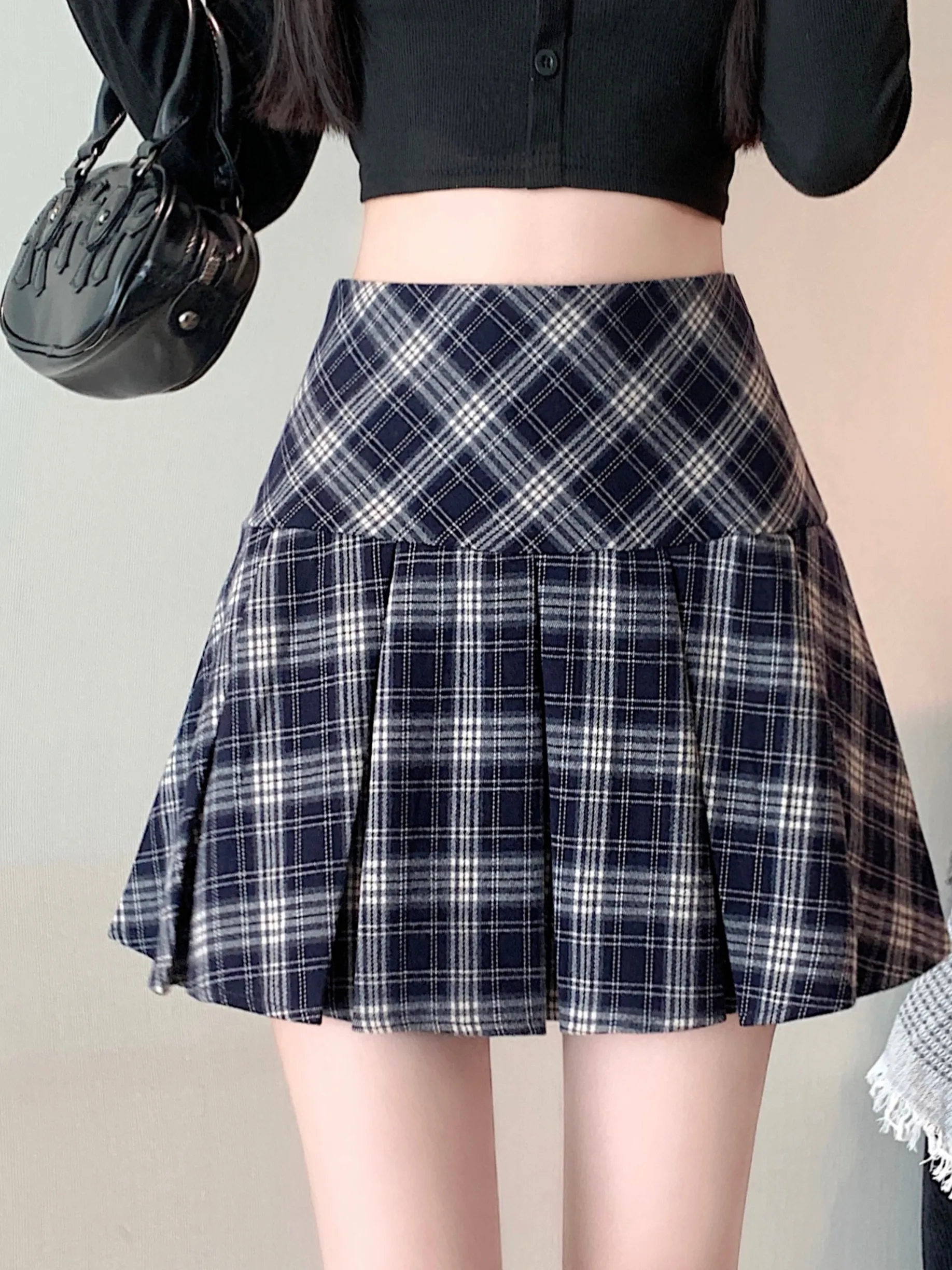 

Юбка трапециевидной формы с высокой талией, клетчатая утягивающая плиссированная юбка JK, женская мода, весна, лето, осень, корейский Sle, полиэфирное волокно