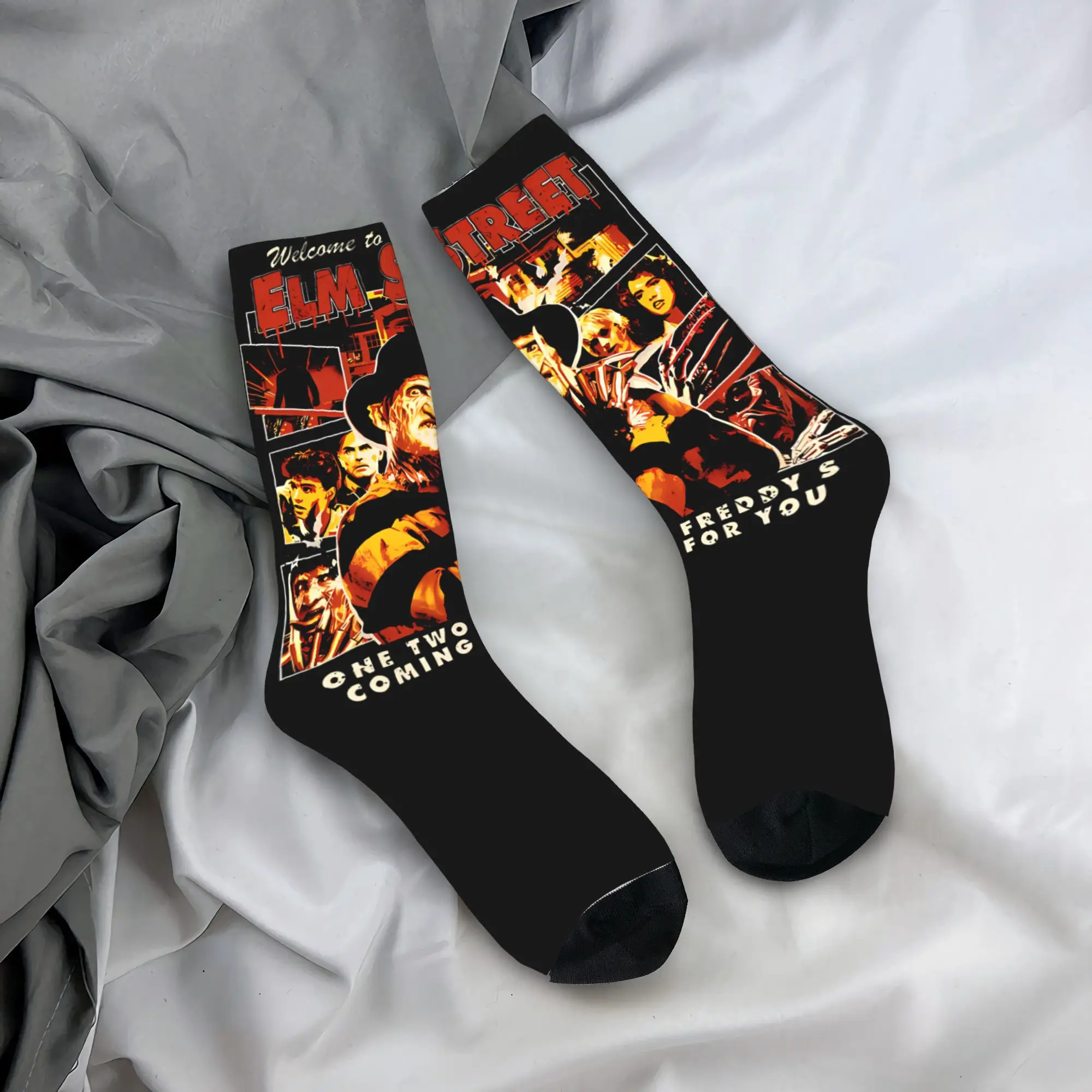 

Freddys Kruegers Socks Autumn Horror Characters Stockings Fashion Adults Men Medium Soft Socks Graphic Climbing Anti Slip Socks