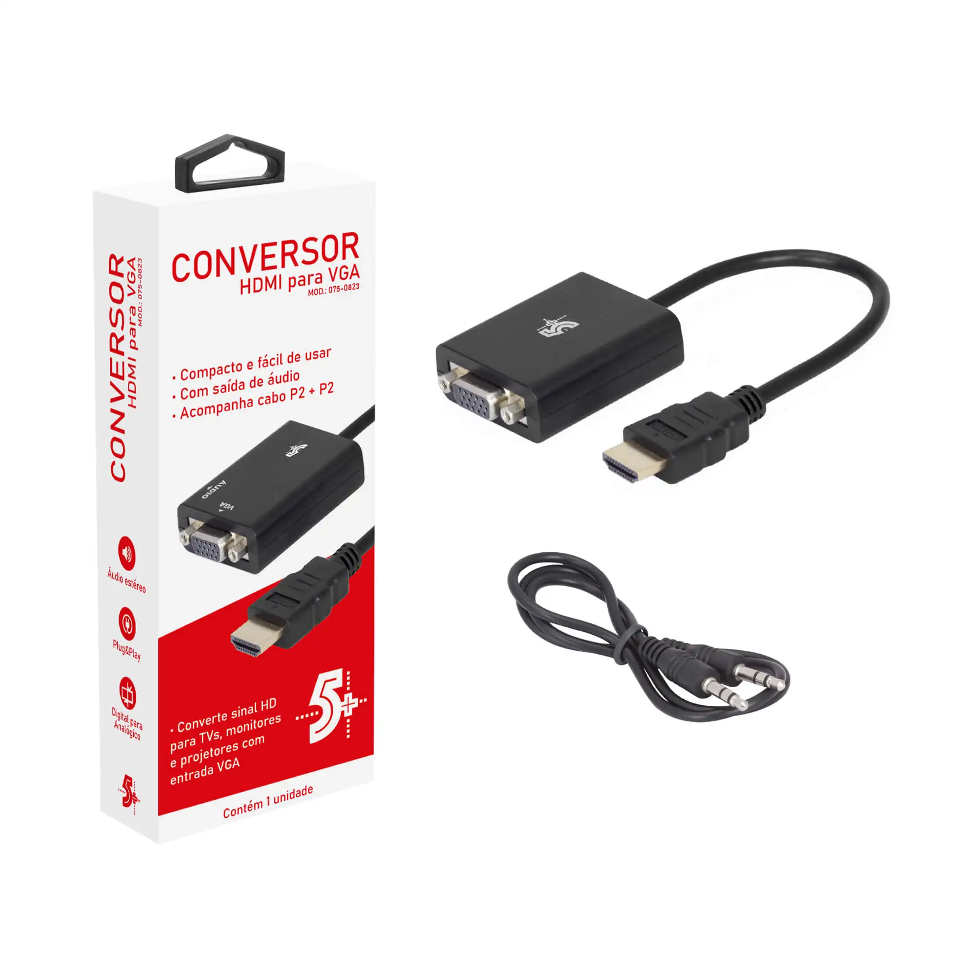 Hdmi To Vga Adapter Converter Cable With P2 Audio Output