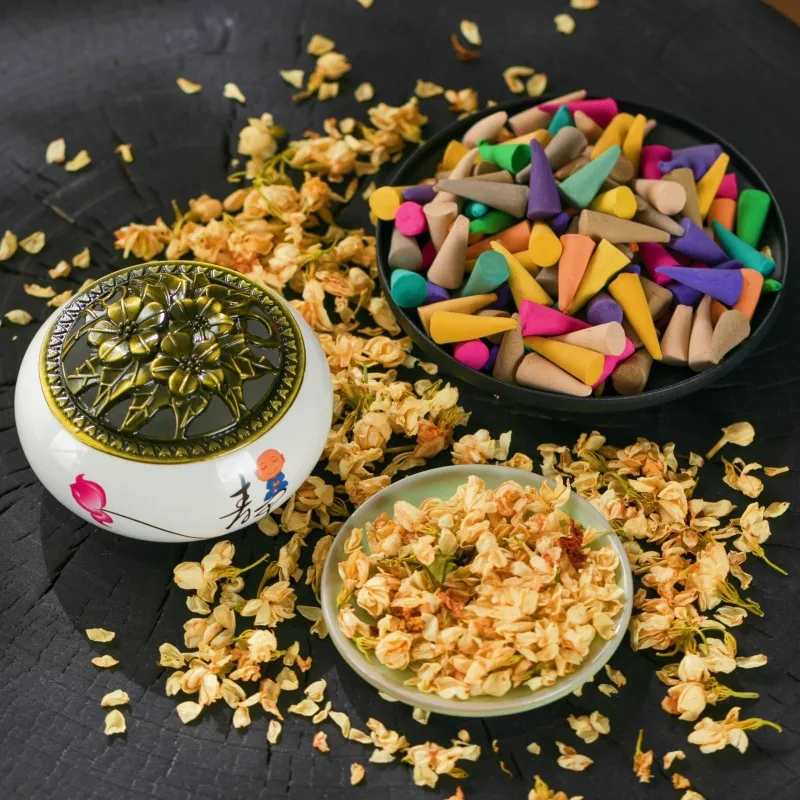 60Pcs Natural Mixed Incense Cones Lavender Sandalwood Rose Anxiety Relief Fragrance Yoga Meditation Tea Room Home Decorations