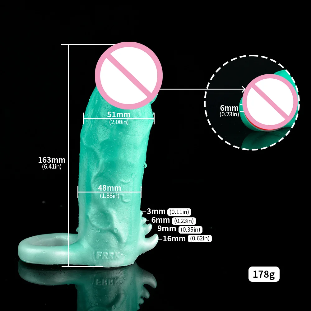 LUUK with Cock Ring Penis Extender Male Sex Toy Reusable Penis Sleeve Ultra-Soft Penis Ring Sex Toys for Men and Couple Play