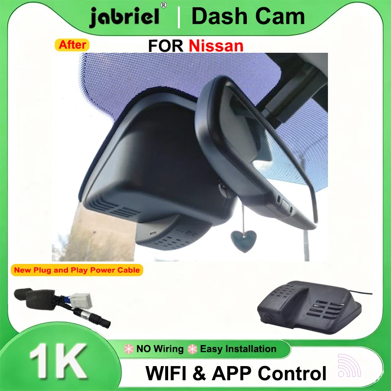 Jabriel for Nissan qashqai j10 j11 j12 2015 2016 2017 2018 2019 2020 2021 Dash Cam Car DVR 1K 1080P Wifi Plug and Play DashCam