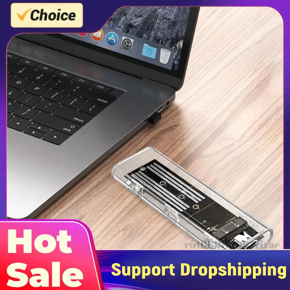 

M.2 NGFF SATA Type C USB 3.1 Hard Disk Box 10Gbps Transparent External SSD Case SSD Enclosure for 2230/2242/2260/2280