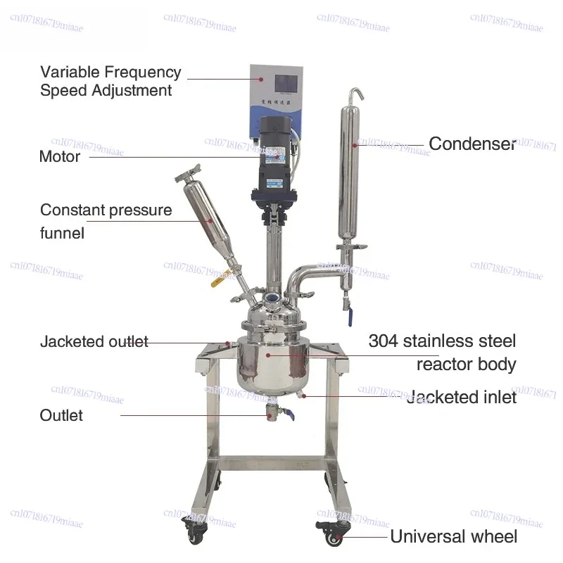 Industrial 1L Double-layer Stainless Steel Jacket Chemical Reactor Flask, Explosion-proof Motor Reactor