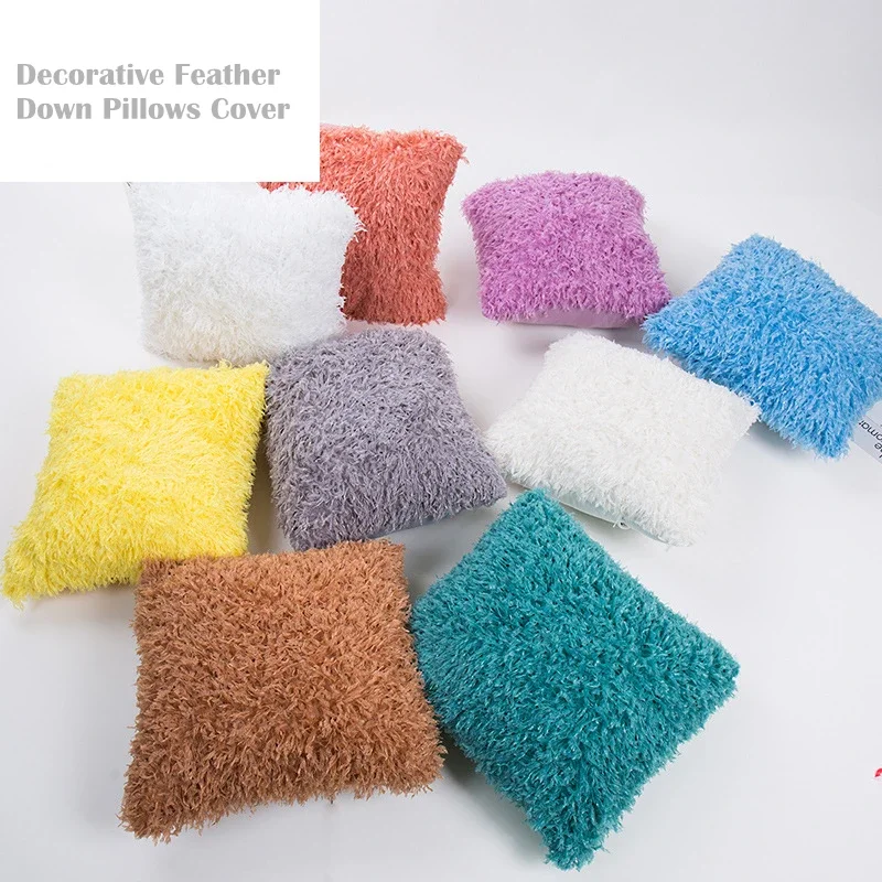 Nova pena para baixo capas de almofada de pelúcia 45x45cm shaggy pelúcia sólida tingido veludo capa de almofada moderna decorativa sofá almofadas