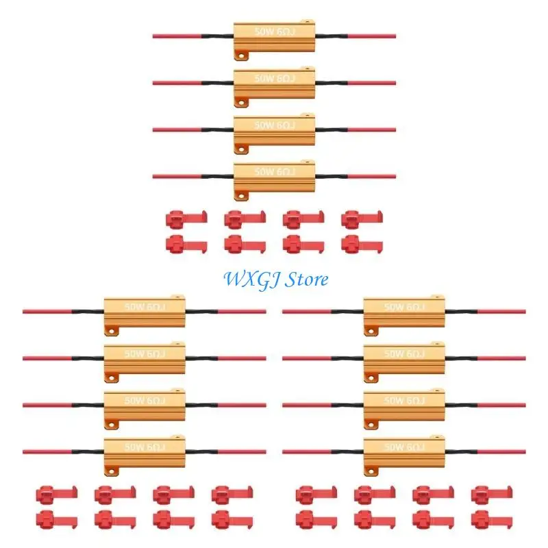 

37JE 50W 6Ω Aluminum Resistors with T Tap Connector for LED Turn Lights 12V