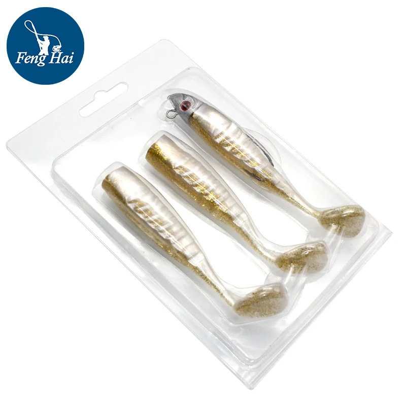 

3Pcs/Box Double Color Head Soft Fish Baits 10cm15.5g13cm26g T-Tail Soft Fish Bionic Lure With Crank Hook